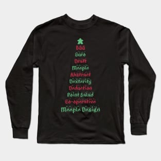 Meeple Design Board Game Category Christmas Tree - Board Games - Gaming Art Long Sleeve T-Shirt